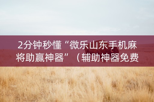 2分钟秒懂“微乐山东手机麻将助赢神器”（辅助神器免费)