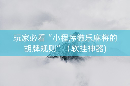 玩家必看“小程序微乐麻将的胡牌规则”（软挂神器)