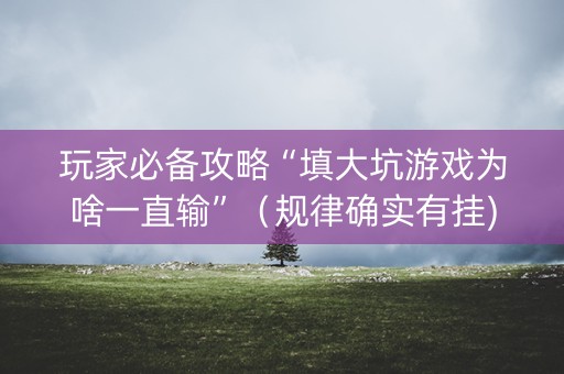 玩家必备攻略“填大坑游戏为啥一直输”（规律确实有挂)