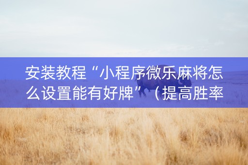 安装教程“小程序微乐麻将怎么设置能有好牌”（提高胜率技巧)