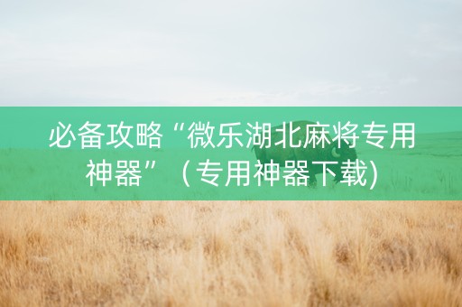 必备攻略“微乐湖北麻将专用神器”（专用神器下载)