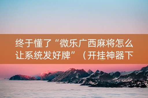 终于懂了“微乐广西麻将怎么让系统发好牌”（开挂神器下载)