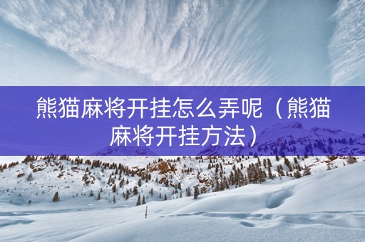 熊猫麻将开挂怎么弄呢（熊猫麻将开挂方法）