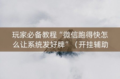 玩家必备教程“微信跑得快怎么让系统发好牌”（开挂辅助插件)
