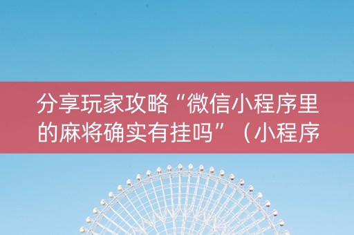 分享玩家攻略“微信小程序里的麻将确实有挂吗”（小程序辅助软件)
