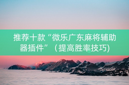 推荐十款“微乐广东麻将辅助器插件”（提高胜率技巧)