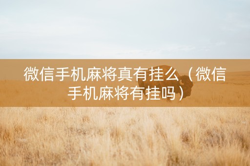 微信手机麻将真有挂么（微信手机麻将有挂吗）