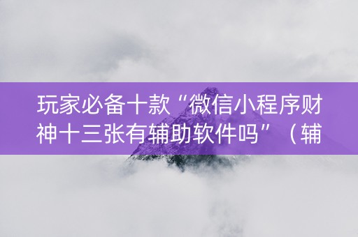 玩家必备十款“微信小程序财神十三张有辅助软件吗”（辅助器下载)
