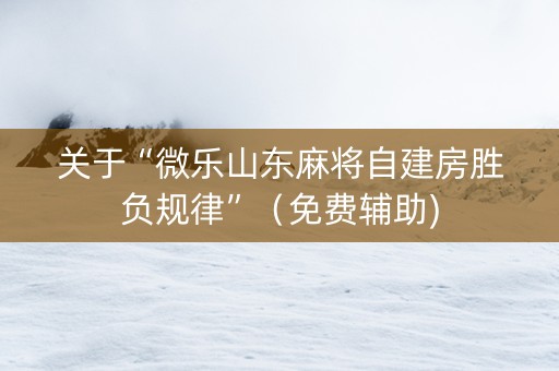 关于“微乐山东麻将自建房胜负规律”（免费辅助)