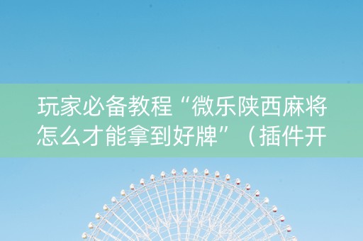 玩家必备教程“微乐陕西麻将怎么才能拿到好牌”（插件开挂免费AI)