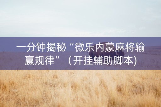 一分钟揭秘“微乐内蒙麻将输赢规律”（开挂辅助脚本)
