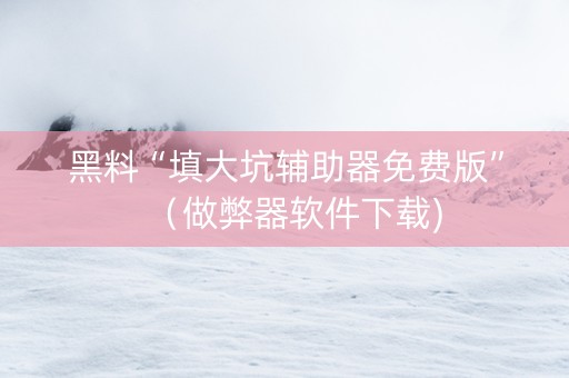 黑料“填大坑辅助器免费版”（做弊器软件下载)