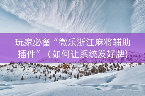 玩家必备“微乐浙江麻将辅助插件”（如何让系统发好牌)