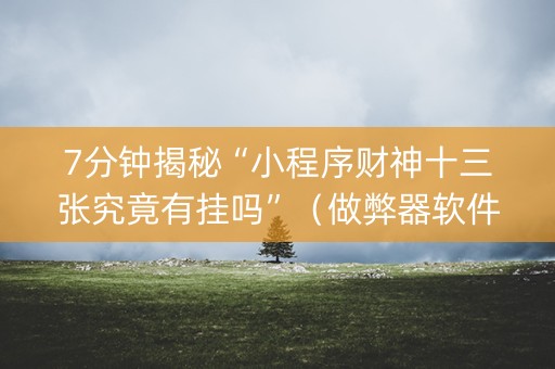 7分钟揭秘“小程序财神十三张究竟有挂吗”（做弊器软件下载)