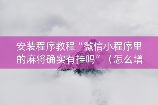 安装程序教程“微信小程序里的麻将确实有挂吗”（怎么增加胜率)
