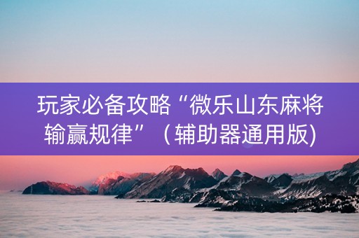 玩家必备攻略“微乐山东麻将输赢规律”（辅助器通用版)