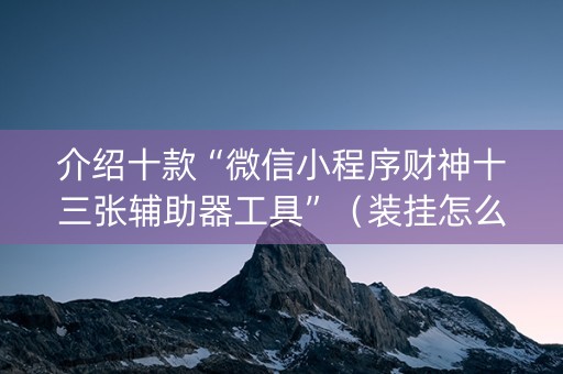 介绍十款“微信小程序财神十三张辅助器工具”（装挂怎么安装)