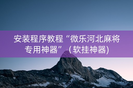 安装程序教程“微乐河北麻将专用神器”（软挂神器)