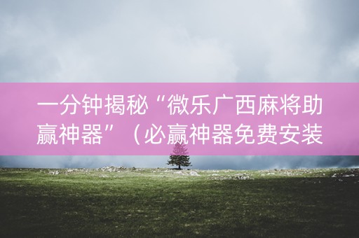 一分钟揭秘“微乐广西麻将助赢神器”（必赢神器免费安装)