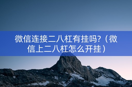 微信连接二八杠有挂吗?（微信上二八杠怎么开挂）