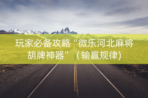 玩家必备攻略“微乐河北麻将胡牌神器”（输赢规律)