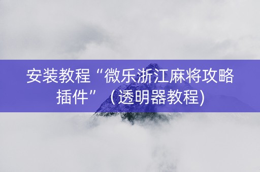 安装教程“微乐浙江麻将攻略插件”（透明器教程)
