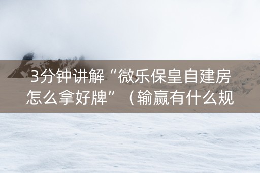 3分钟讲解“微乐保皇自建房怎么拿好牌”（输赢有什么规律)