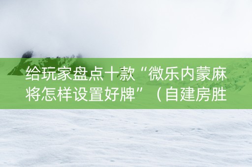 给玩家盘点十款“微乐内蒙麻将怎样设置好牌”（自建房胜负规律)