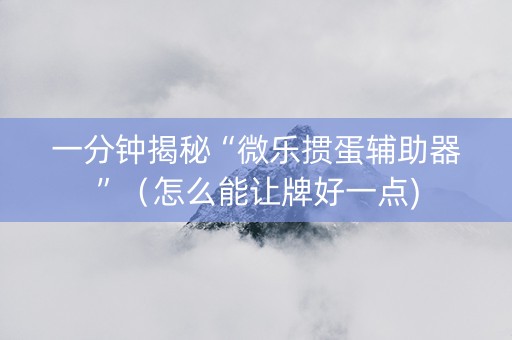 一分钟揭秘“微乐掼蛋辅助器”（怎么能让牌好一点)