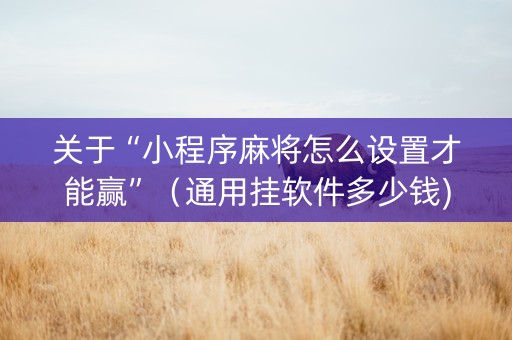 关于“小程序麻将怎么设置才能赢”（通用挂软件多少钱)