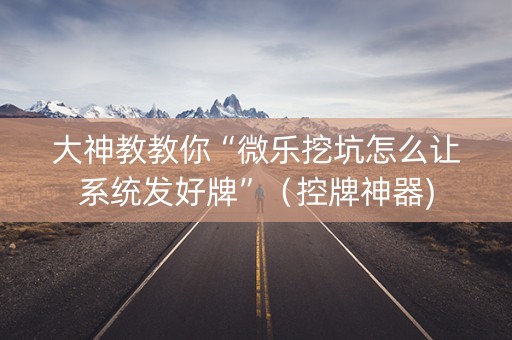 大神教教你“微乐挖坑怎么让系统发好牌”（控牌神器)