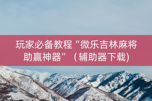 玩家必备教程“微乐吉林麻将助赢神器”（辅助器下载)