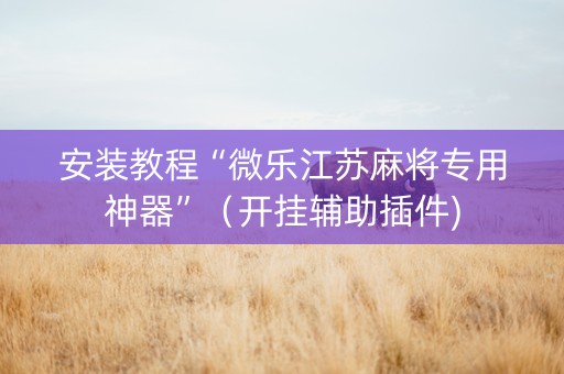 安装教程“微乐江苏麻将专用神器”（开挂辅助插件)
