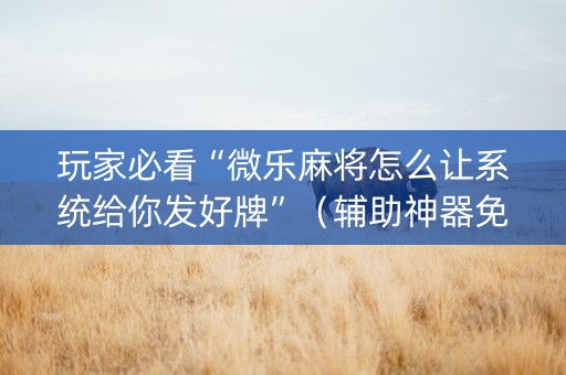 玩家必看“微乐麻将怎么让系统给你发好牌”（辅助神器免费)