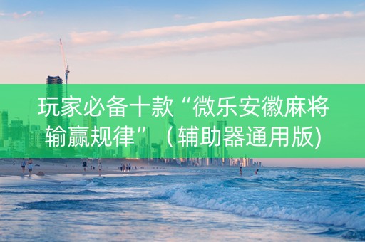玩家必备十款“微乐安徽麻将输赢规律”（辅助器通用版)