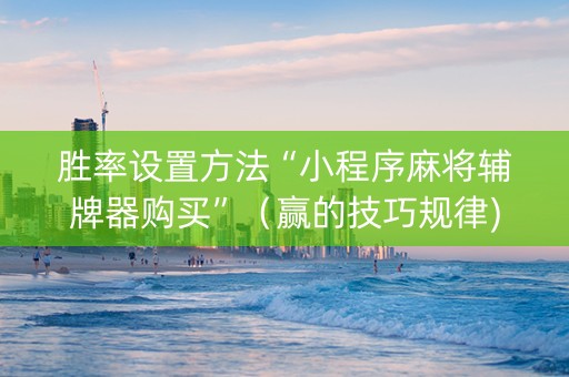 胜率设置方法“小程序麻将辅牌器购买”（赢的技巧规律)
