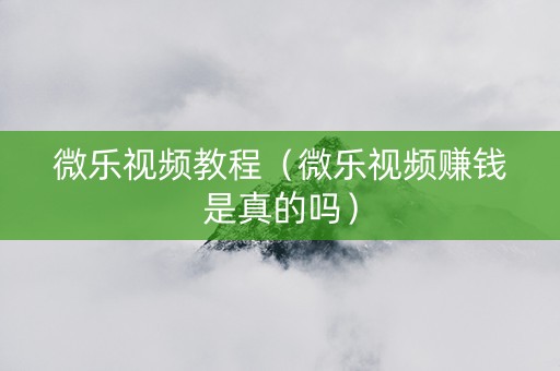 微乐视频教程（微乐视频赚钱是真的吗）