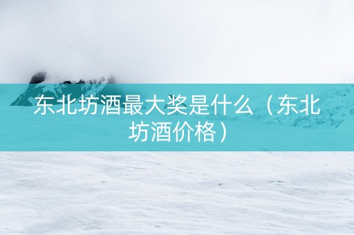 东北坊酒最大奖是什么（东北坊酒价格）