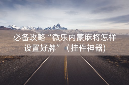 必备攻略“微乐内蒙麻将怎样设置好牌”（挂件神器)