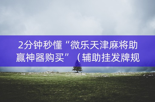 2分钟秒懂“微乐天津麻将助赢神器购买”（辅助挂发牌规律)