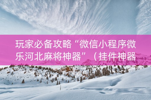 玩家必备攻略“微信小程序微乐河北麻将神器”（挂件神器)