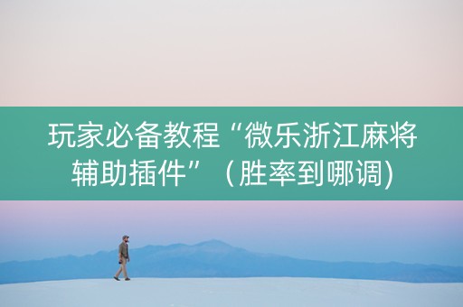 玩家必备教程“微乐浙江麻将辅助插件”（胜率到哪调)