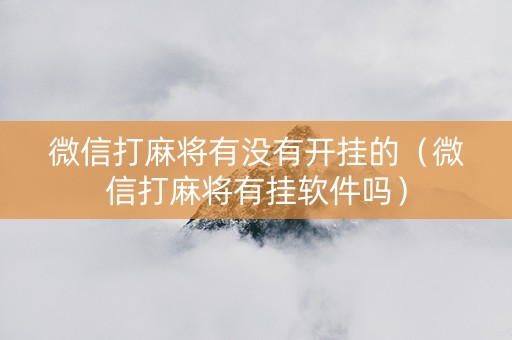 微信打麻将有没有开挂的（微信打麻将有挂软件吗）
