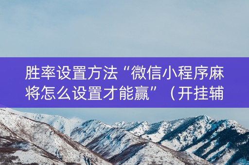 胜率设置方法“微信小程序麻将怎么设置才能赢”（开挂辅助器脚本)