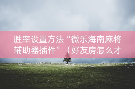 胜率设置方法“微乐海南麻将辅助器插件”（好友房怎么才能赢)