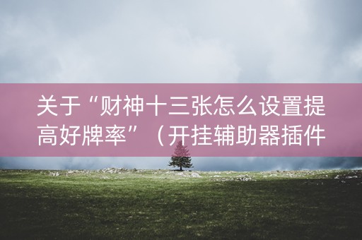 关于“财神十三张怎么设置提高好牌率”（开挂辅助器插件)