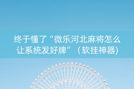 终于懂了“微乐河北麻将怎么让系统发好牌”（软挂神器)