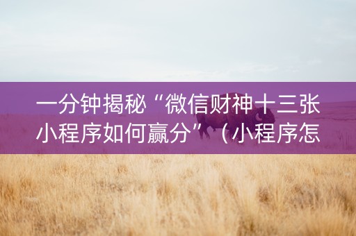 一分钟揭秘“微信财神十三张小程序如何赢分”（小程序怎么才会赢)