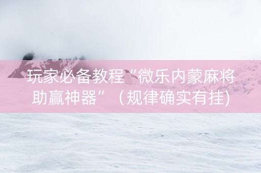 玩家必备教程“微乐内蒙麻将助赢神器”（规律确实有挂)