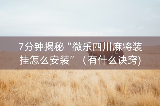 7分钟揭秘“微乐四川麻将装挂怎么安装”（有什么诀窍)